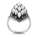 Sterling Silver Mother of Pearl Marquise Marcasite Ring
