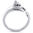 Sterling Silver Mouse Black CZ Ring