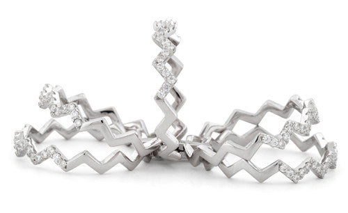 Sterling Silver Movable Zig Zag CZ Ring