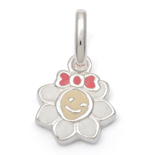 Sterling Silver Multi Color Enamel Smiley Sun Small Charm