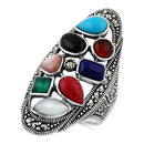Sterling Silver Multi Stone Marcasite Ring