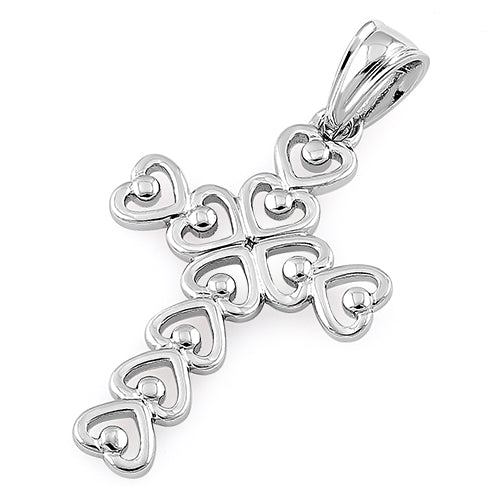 Sterling Silver Multiple Heart Shaped Cross Pendant