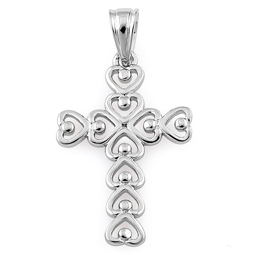 Sterling Silver Multiple Heart Shaped Cross Pendant