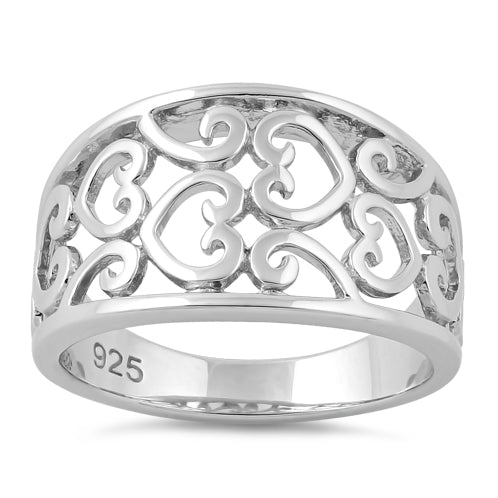 Sterling Silver Multiple Hearts Ring
