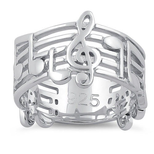Sterling Silver Musical Notes Ring