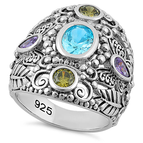 Wholesale Sterling Silver Nature Multi Color CZ Ring for Sale