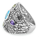 Sterling Silver Nature Multi Color CZ Ring