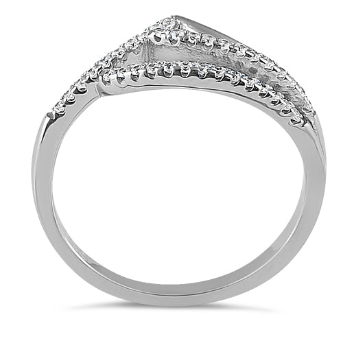 Sterling Silver Ocean Wave Clear CZ Ring