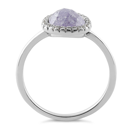 Sterling Silver Offset Oval Purple Ice Galaxy CZ Ring