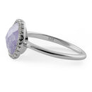 Sterling Silver Offset Oval Purple Ice Galaxy CZ Ring