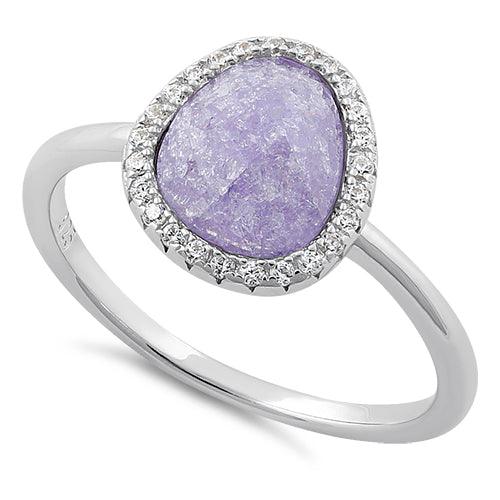 Sterling Silver Offset Oval Purple Ice Galaxy CZ Ring