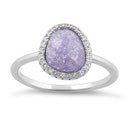 Sterling Silver Offset Oval Purple Ice Galaxy CZ Ring