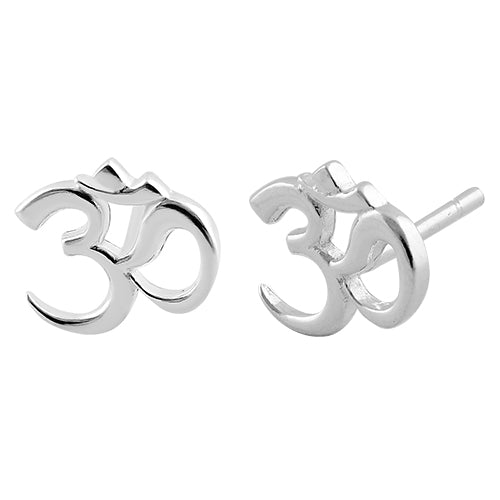 Sterling Silver Om Earrings