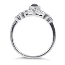 Sterling Silver Black Onyx Diamond Shaped Marcasite Ring