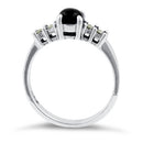Sterling Silver Black Onyx Round Marcasite Ring