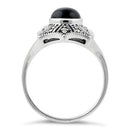 Sterling Silver Black Onyx Web Marcasite Ring