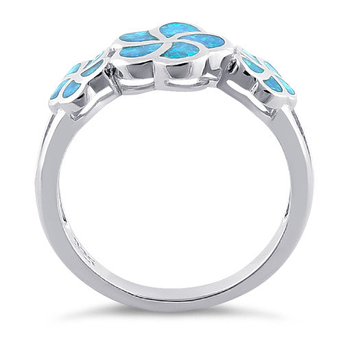 Sterling Silver Lab Opal Plumeria Ring