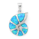 Sterling Silver Lab Opal Shell Pendant