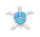 Sterling Silver Lab Opal Turtle Pendant