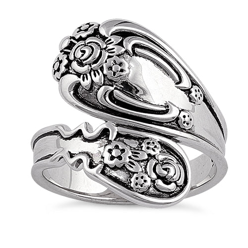 Sterling Silver Flower Blossoms Spoon Ring