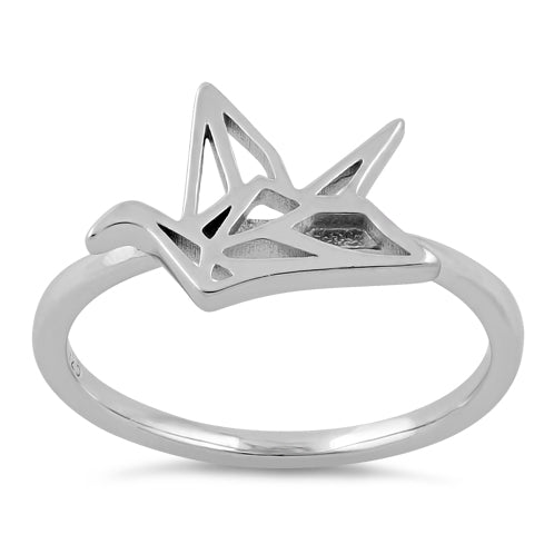 Sterling Silver Origami Flying Bird Ring