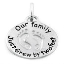 Sterling Silver "Our Family Just Grew by Two Feet" Charm Pendant