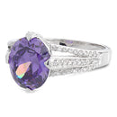 Sterling Silver Oval Amethyst CZ Ring