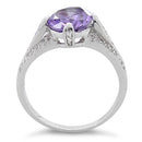 Sterling Silver Oval Amethyst CZ Ring