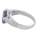 Sterling Silver Oval Amethyst CZ Ring