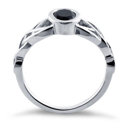 Sterling Silver Black Oval Celtic CZ Ring