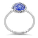 Sterling Silver Offset Oval Blue Galaxy CZ Ring