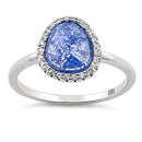 Sterling Silver Offset Oval Blue Galaxy CZ Ring