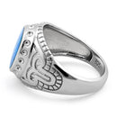 Sterling Silver Oval Blue Lab Opal Ring