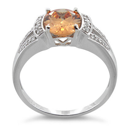 Sterling Silver Oval Orange CZ Ring