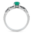 Sterling Silver Oval Green Agate Marcasite Ring