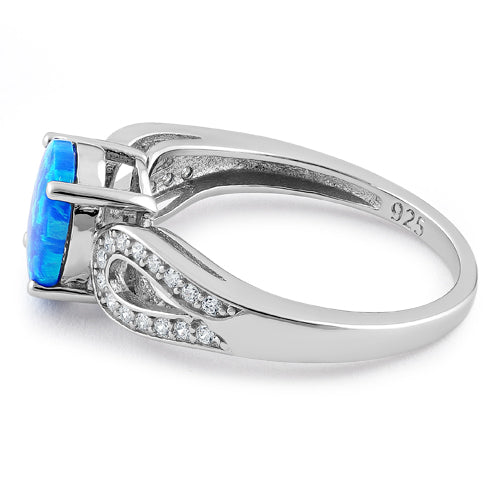 Sterling Silver Oval Lab Opal CZ Ring