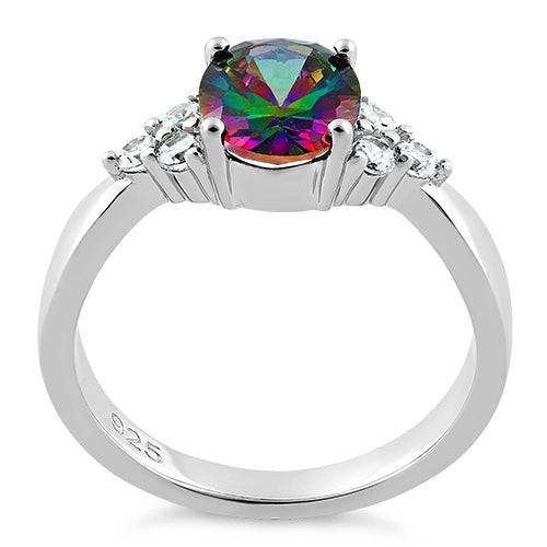 Sterling Silver Oval Rainbow Topaz Ring