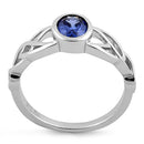 Sterling Silver Oval Tanzanite CZ Celtic Ring