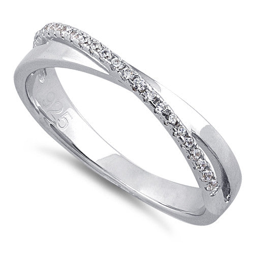 Sterling Silver Overlap Clear CZ Ring