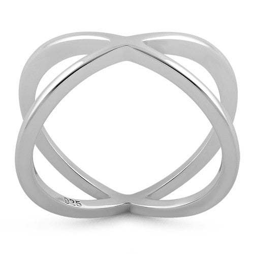 Sterling Silver Overlapping X Ring