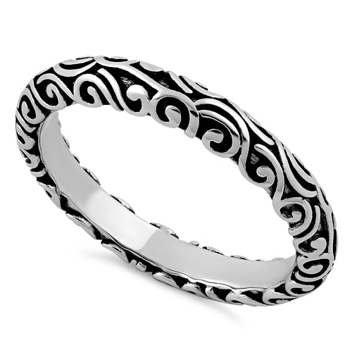 Sterling Silver Oxidized Bali Band Ring