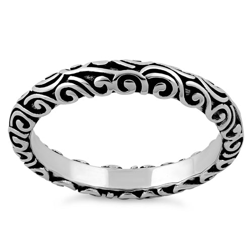 Sterling Silver Oxidized Bali Band Ring