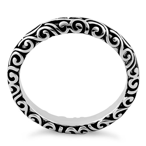 Sterling Silver Oxidized Bali Band Ring
