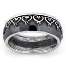 Sterling Silver Oxidized Heart Eternity Ring