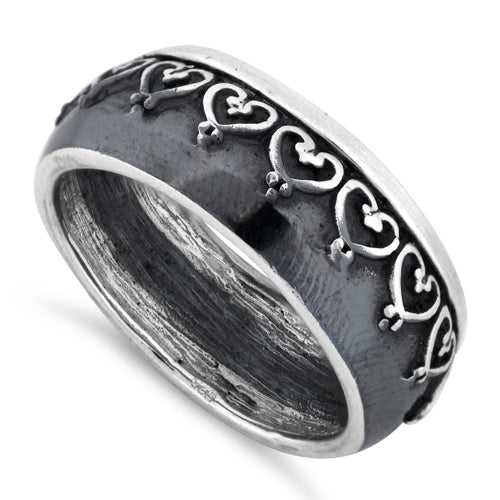 Sterling Silver Oxidized Heart Eternity Ring