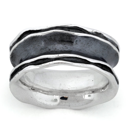 Sterling Silver Oxidized Wavy Thick Ring