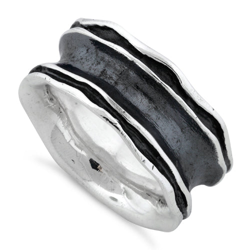 Sterling Silver Oxidized Wavy Thick Ring