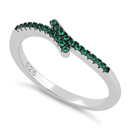 Sterling Silver Pave Emerald CZ Ring