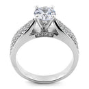 Sterling Silver Pave Engagement Clear CZ Ring
