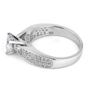 Sterling Silver Pave Engagement Clear CZ Ring
